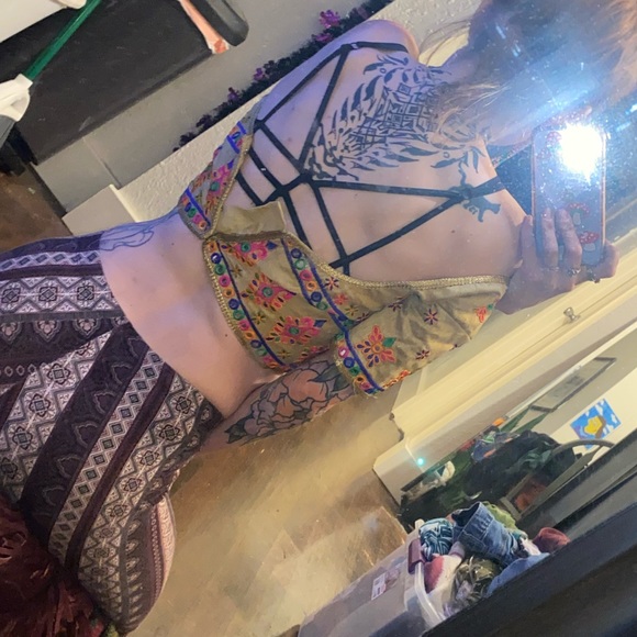 Colorful Embellished Boho Sari Choli Blouse - Picture 5 of 5